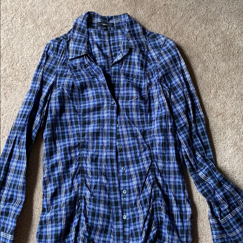 Express plaid light weight button down